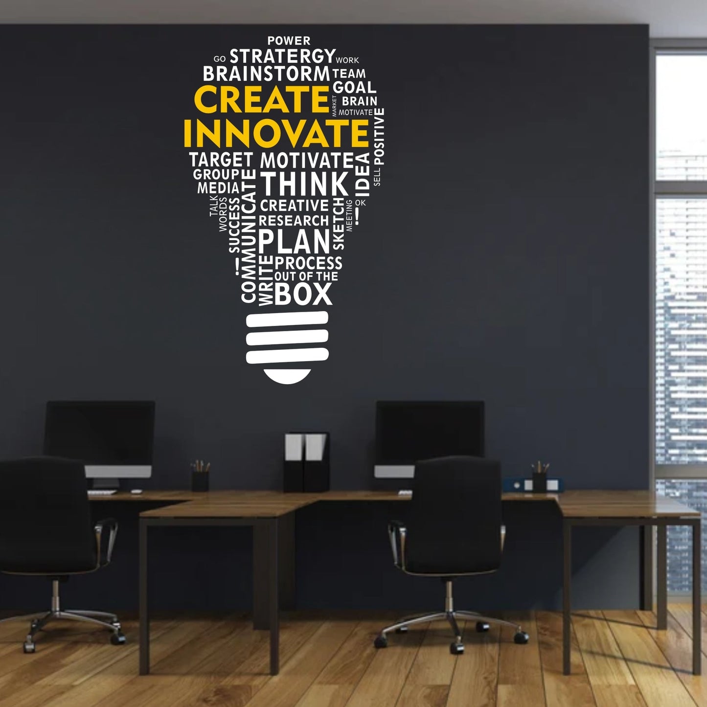 Create Innovate Bulb Design for Office Wall Stickers Zecor Gallery