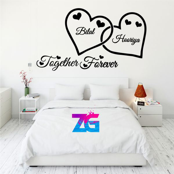 Custom Personalise Couple Name with Heart Wall Sticker | Heart Design Zecor Gallery