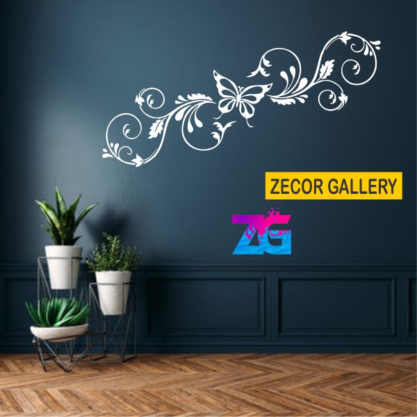 Floral Design with Butterfly Wall Sticker Zecor Gallery