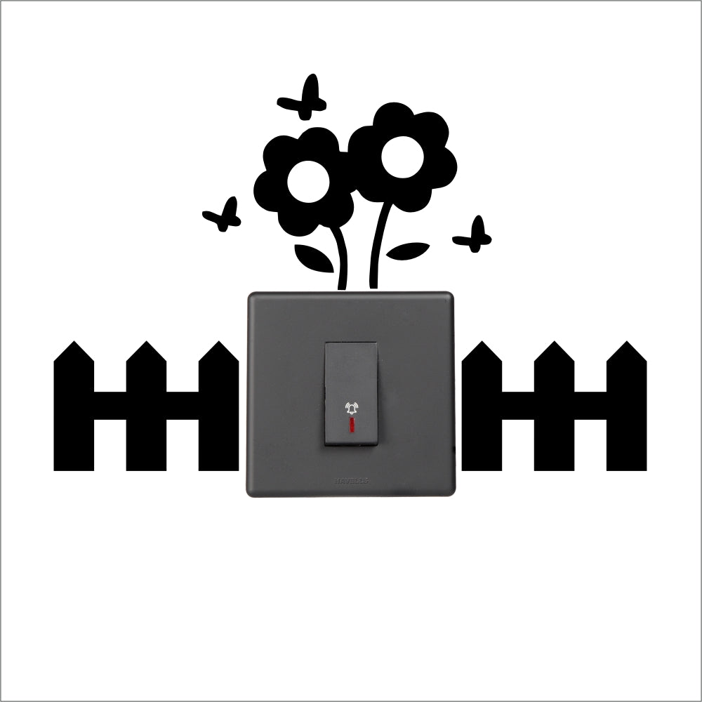 Flower with Fence Switch Board Sticker Zecor Gallery