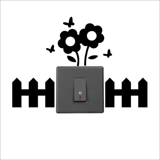 Flower with Fence Switch Board Sticker Zecor Gallery