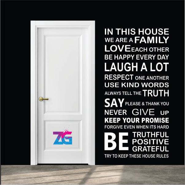 House Rule - In this House We Are A Family, Love Each Other | Wall Sticker Zecor Gallery