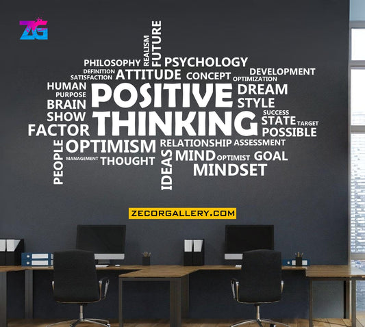 Positive Thinking Words Cluster Design for Office Wall Stickers & Decals Zecor Gallery