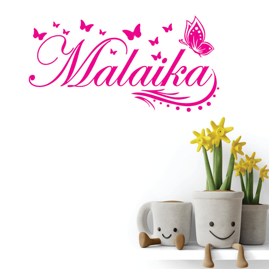 Custom Name Wall Sticker | Pink Butterfly Design Zecor Gallery