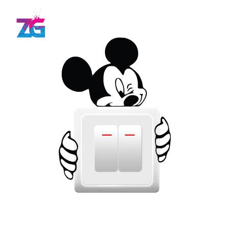 Mickey Mouse Holding Switch Board Wall Sticker Zecor Gallery