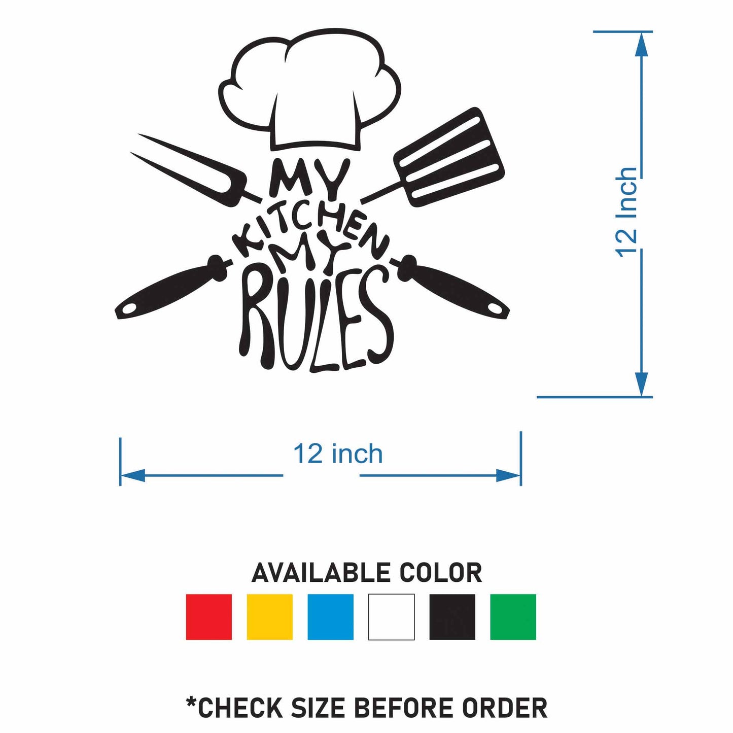 Chef Cap My Kitchen My Rule Kitchen Wall Art Sticker Zecor Gallery