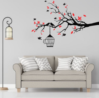 Tree Branches With Bird Cage Wall Sticker Zecor Gallery
