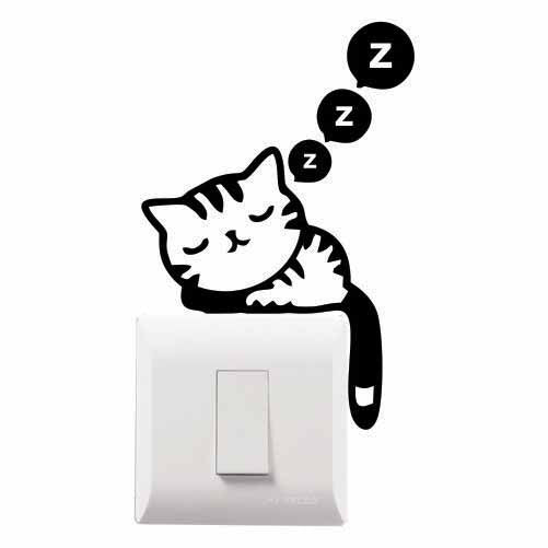 Cute Sleeping Cat Switch Board Sticker Zecor Gallery