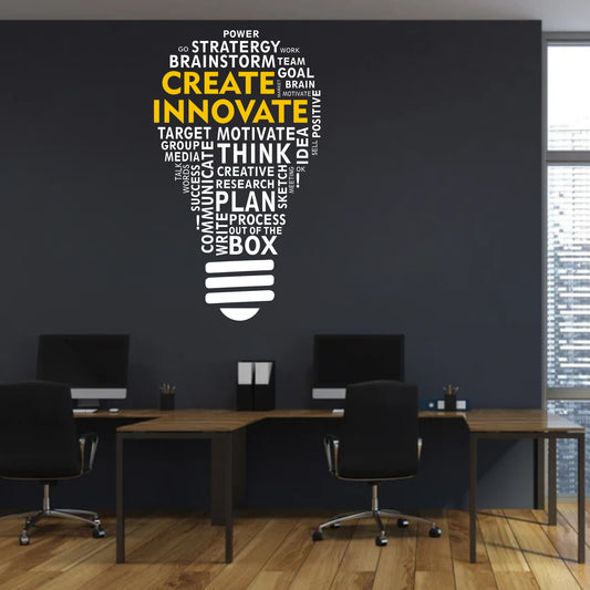 Create Innovate Bulb Design for Office Wall Stickers