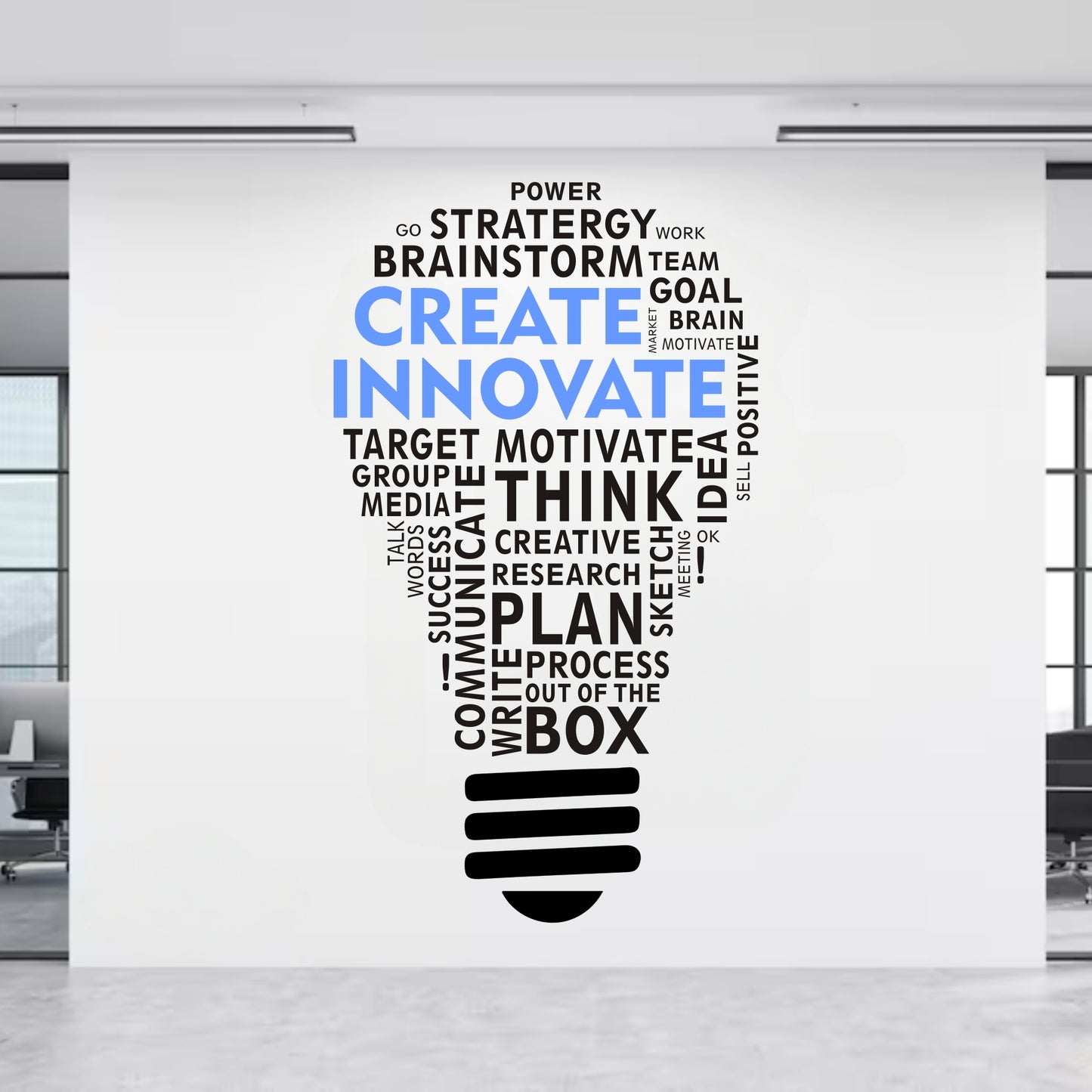 Create Innovate Bulb Design for Office Wall Stickers