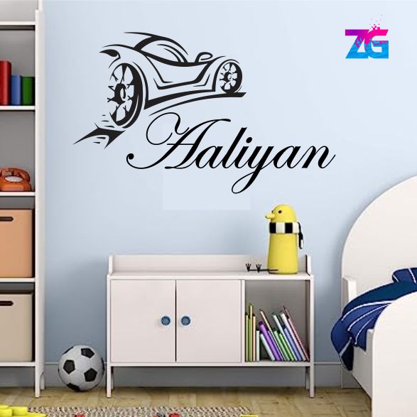 Adhesivo de pared con nombre personalizado | Diseño de Fórmula 1