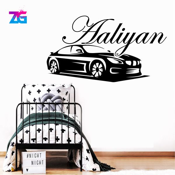 Custom Name Wall Sticker | Mercedes Car