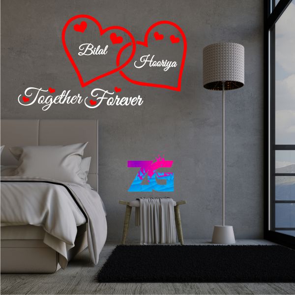 Custom Couple Name with Heart Wall Sticker |  Heart Design