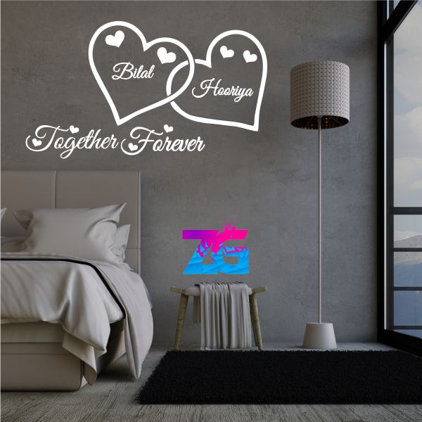 Nombre de pareja personalizado con pegatina de pared de corazón | Diseño de corazón