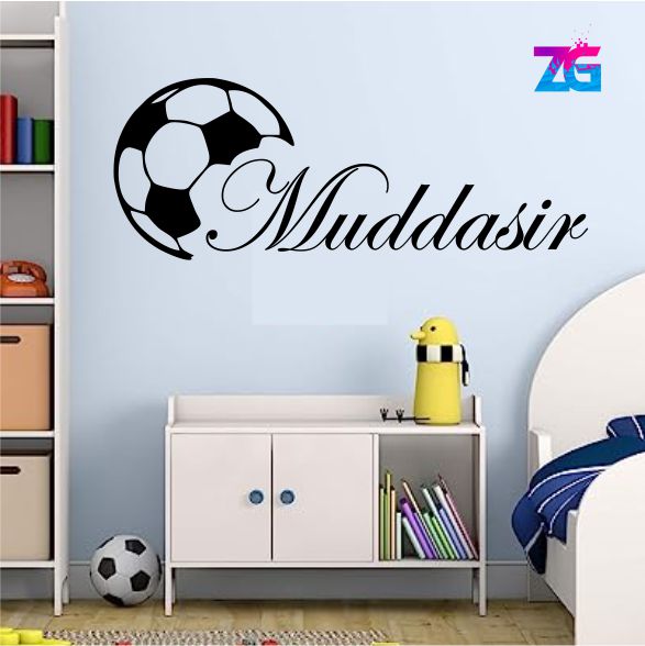 Adhesivo de pared con nombre personalizado | Diseño de fútbol