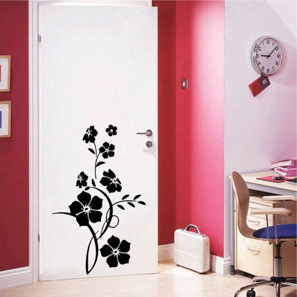 Vinilo decorativo floral moderno para puerta y esquina