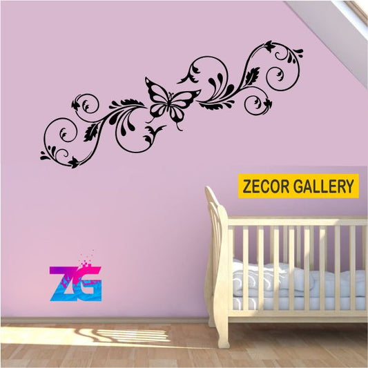 Floral Design with Butterfly Wall Sticker