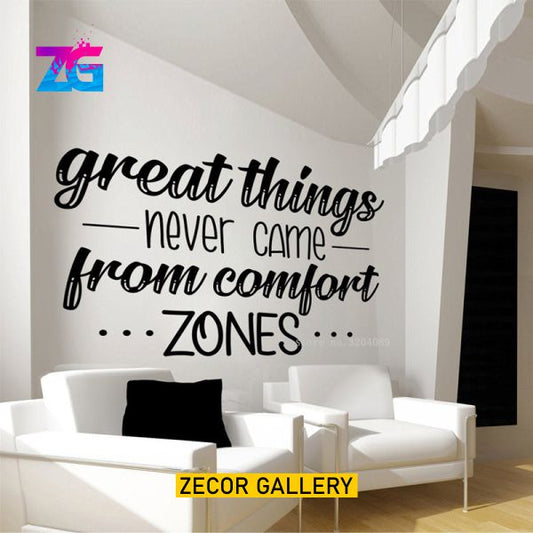 Great Things Never Came From Comfort Zones Inspiring Quote Wall Sticker Office Gym Business Decor Motivational Wall Sticker