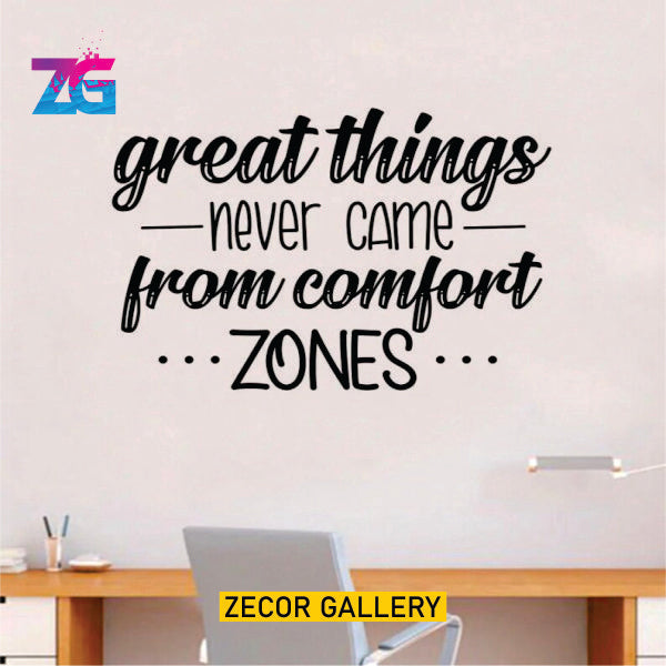 Great Things Never Came From Comfort Zones Inspiring Quote Wall Sticker Office Gym Business Decor Motivational Wall Sticker