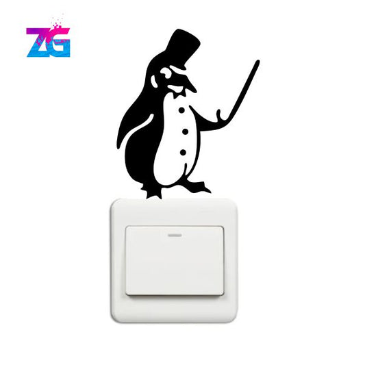 Magician Penguin Switch Board Wall Sticker