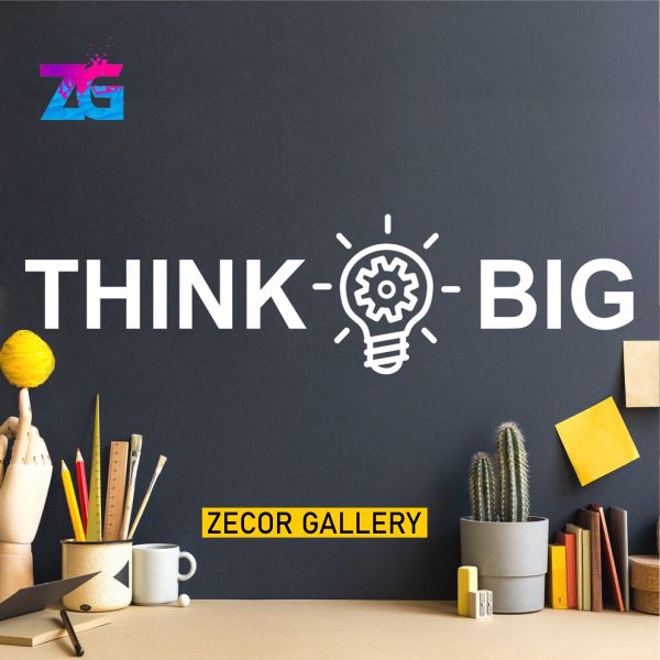 Pegatina de pared Think Big, calcomanía motivacional para trabajo de oficina moderno