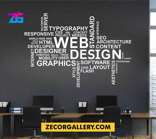 Web Design Word Cluster Design for Office Wall Stickers Zecor Gallery
