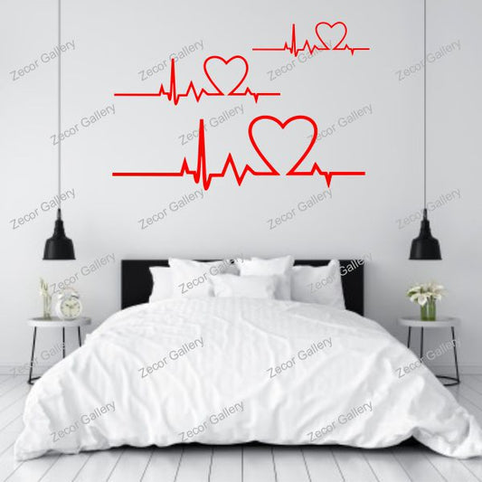 3 Heart Beats for Bedroom Wall Sticker