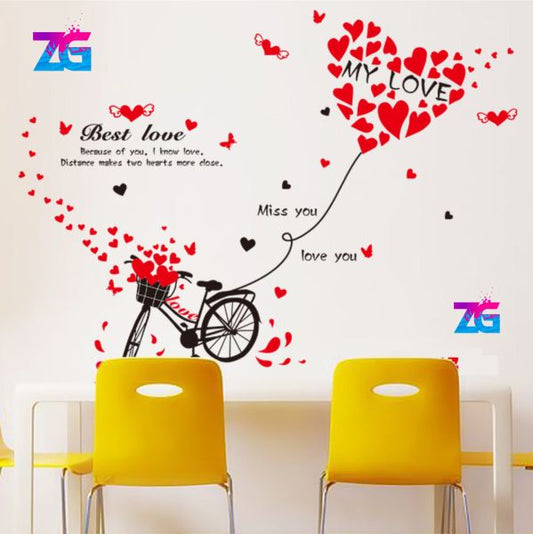 Vinilos decorativos bicicleta con globo de corazón