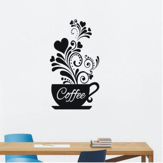 Etiqueta de la pared de la taza de café creativa