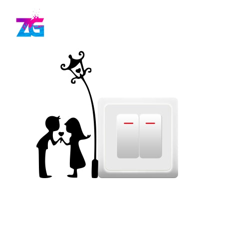 Couple Street Lamp Switch Board Wall Sticker