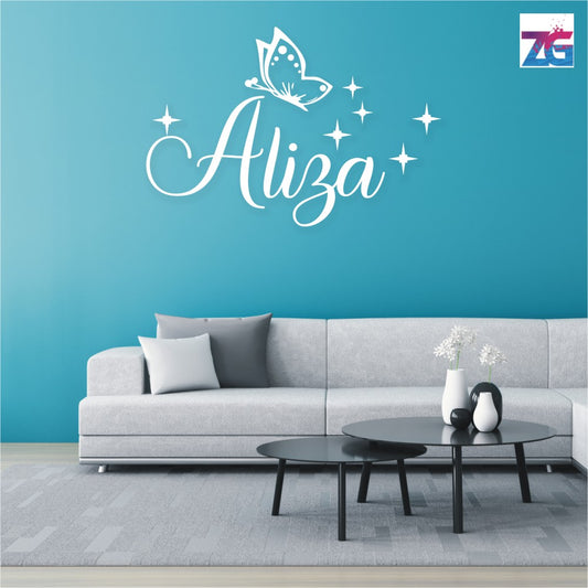 Customize Name Sticker | Aliza Butterfly Sparkle Design