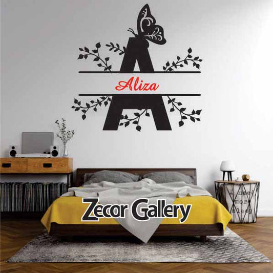 Adhesivo de pared con nombre personalizado floral | Personalizar nombre producto