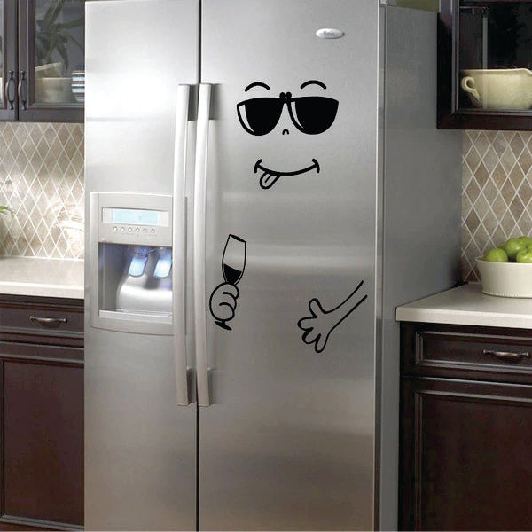 Cool Glasses Happy Faces - Adhesivo para frigorífico de cocina, diseño de caras felices Pegatinas para refrigerador