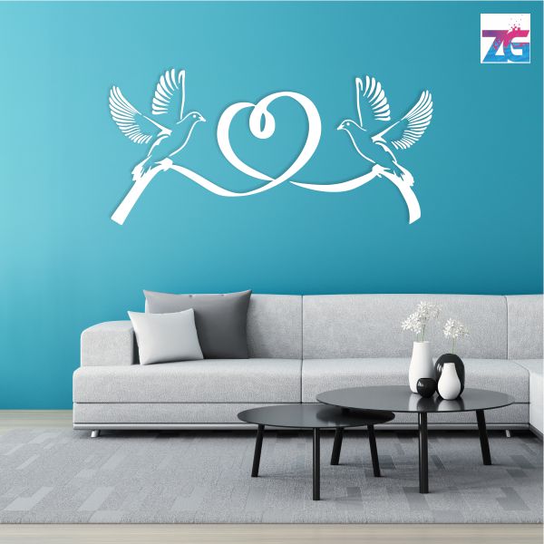 Vinilo decorativo Love Birds romántico para dormitorio