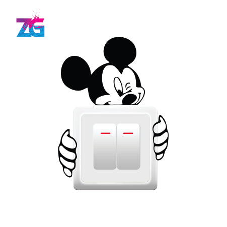 Mickey Mouse Holding Switch Board Wall Sticker