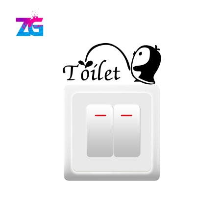 Toilet Funny Penguin Switch Board Wall Sticker