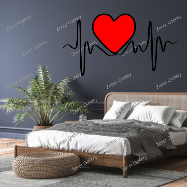 Latido del corazón único para la etiqueta de la pared de la decoración del dormitorio